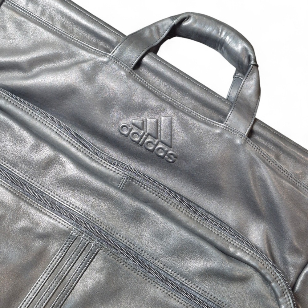 Adidas Leather Garment Bag Black Travel Suit Carrier Hanging Business Luggage‎